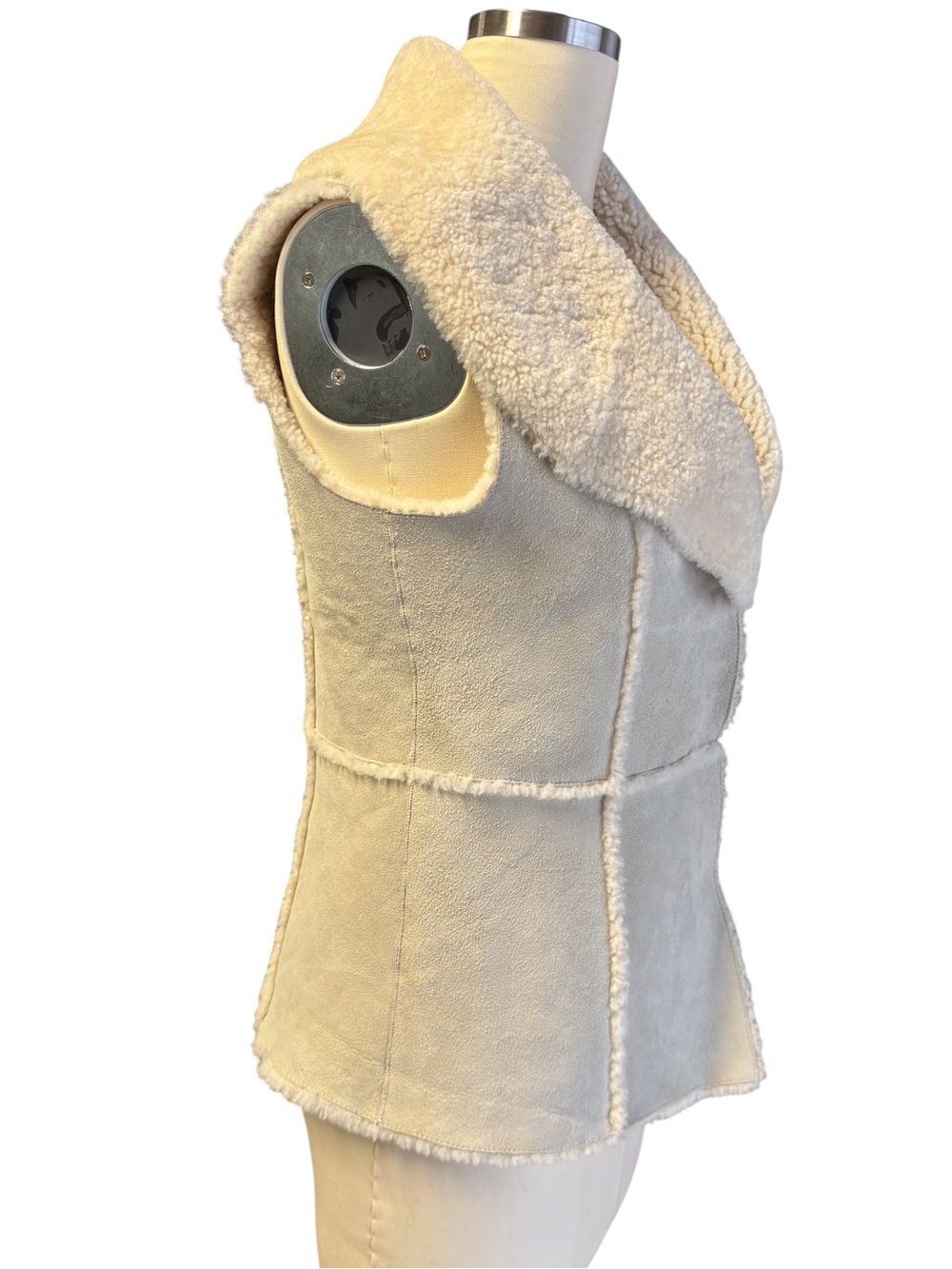 Lafayette 148 Beige Lambskin Cream Shearling Vest Size Small - Picture 3 of 13